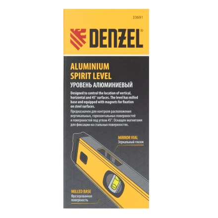 Уровень алюминиевый Denzel 33691, магнит, фрезерованный, 3 глазка (1 зеркал.), 0,5 мм/м, 600 мм купить в Губкинске