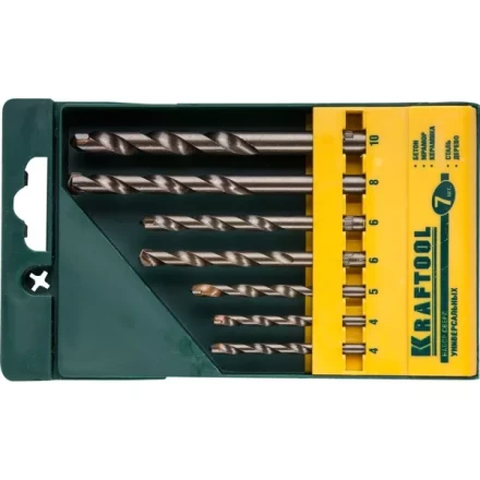 Набор KRAFTOOL &quot;EXPERT&quot; Сверла универсальные (бетон,мрамор,сталь,стекло,керамика,дерево), цилиндр. хвост., в боксе, 7шт 29172-H7 купить в Губкинске