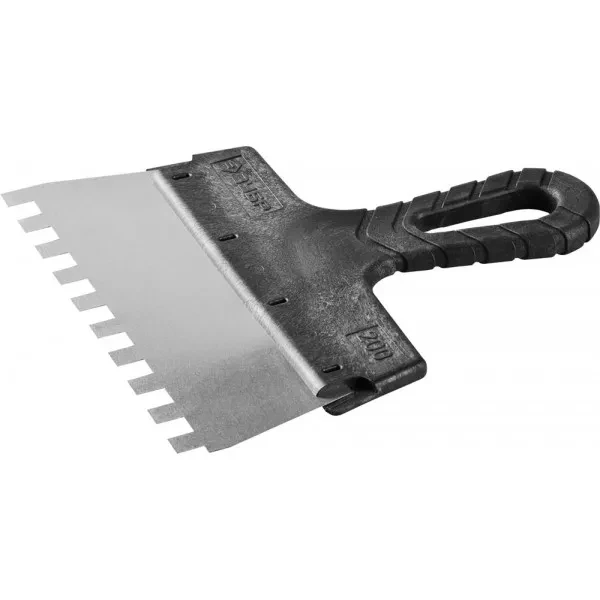 Шпатель ЗУБР "МАСТЕР" ФАСАДНЫЙ, нержавеющее полотно, 200мм, зуб 10х10мм 10078-20-10 купить в Губкинске