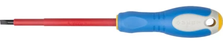 ЗУБР &quot;ПРОФИ ЭЛЕКТРИК&quot;. Отвертка Cr-V, трехкомпонент рукоятка, высоковольтная до ~1000В, SL, 5,5x125 мм 25261-5.5-125 купить в Губкинске