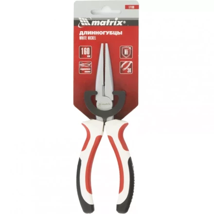 Длинногубцы White Nickel 160 мм прямые никелированные трехкомпонентные рукоятки MATRIX 17188 купить в Губкинске