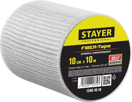 Серпянка самоклеящаяся FIBER-Tape, 10 см х 10м, STAYER Professional 1246-10-10 1246-10-10 купить в Губкинске
