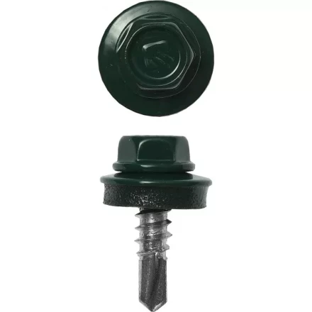 Саморезы ЗУБР &quot;ПРОФЕССИОНАЛ&quot; окраш., RAL 6005 зелен. насыщен., для крепл. кров. матер. к металл. констр., 5.5x25мм, 420шт 4-300315-55-025-6005 купить в Губкинске