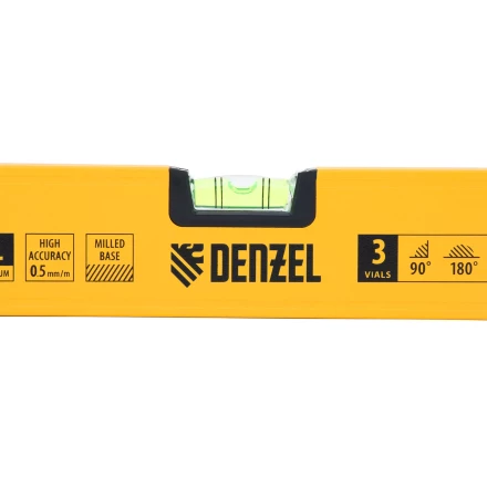 Уровень алюминиевый Denzel 33692, магнит, фрезерованный, 3 глазка (1 зеркал.), 0,5 мм/м, 800 мм купить в Губкинске