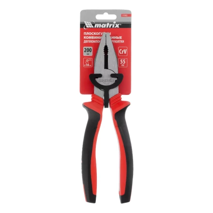Плоскогубцы комбинированные Matrix, 200 мм, хром-ванадий, двухкомпонентные рукоятки, 17092 купить в Губкинске