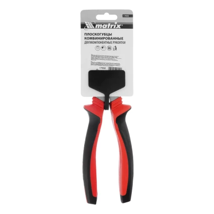 Плоскогубцы комбинированные Matrix, 200 мм, хром-ванадий, двухкомпонентные рукоятки, 17092 купить в Губкинске