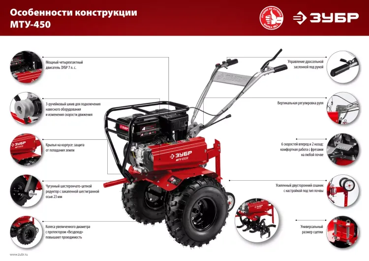 Мотоблок бензиновый усиленный МТУ-450 серия МАСТЕР купить в Губкинске