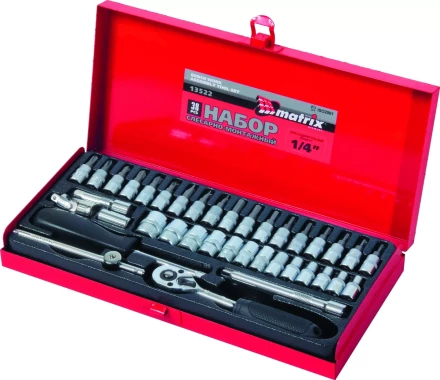 Набор слесарно-монтажный с квадратом 1/4 38 предметов MATRIX MASTER 13522 купить в Губкинске