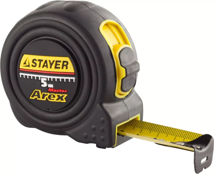 Рулетка STAYER "PROFI" "AREX", двухкомпонентный противоударный корпус, упрочненное полотно, 5м/25мм 3410-05-25_z01 купить в Губкинске