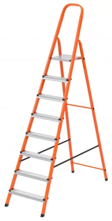 Стремянка, 8 ступеней, стальной профиль, ступени сталь, оранжевая, Россия, Сибртех 97968 купить в Губкинске