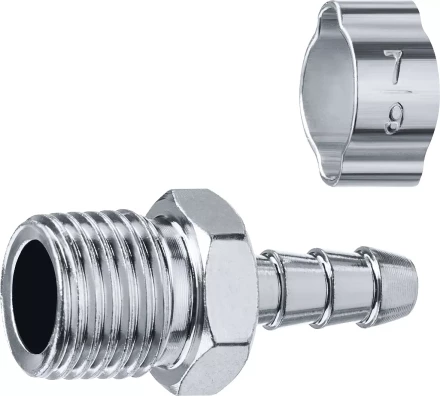 ЗУБР штуцер елочка, 6 мм - 1/4M, переходник с обжимным хомутом, Профессионал (64924-1/4-06) купить в Губкинске