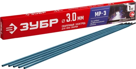 ЗУБР Д 3.0 х 350 мм, 1 кг в коробке, МР-3 рутиловый, электрод сварочный (40011-3.0) купить в Губкинске