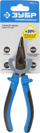 Тонкогубцы изогнутые ЗУБР эксцентриковое расположение шарнира, особостойкое спец. покрытие Н12Х1 (никель/хром), двухкомпонентные рукоятки, 160мм 2201-4-16_z01 купить в Губкинске