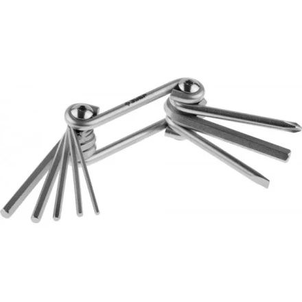 Набор ЗУБР Ключи &quot;МАСТЕР&quot; имбусовые складные, Cr-V сталь, сатинированное покрытие, HEX 2-6 мм, SL 5 мм, PH № 2, 8-в-1 27420-H8 купить в Губкинске