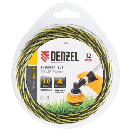 Леска для триммера двухкомпонентная витая квадратная, 3,0мм х 12м, блистер SkyCutter Denzel 96842 купить в Губкинске
