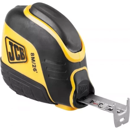Рулетка JCB, автостоп, двусторонняя шкала, двухкомпонентный корпус, 8м JMS004 купить в Губкинске