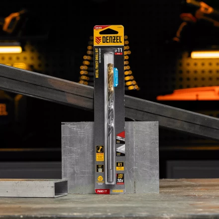 Сверло спиральное по металлу Denzel, 11 х 195 мм, Р6М5, Golden Tip, удлиненное 718264 купить в Губкинске