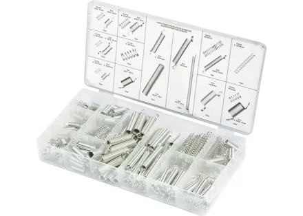 Набор пружин 5,5х17, 5,5х35, 6,5х10, 7х12,5, 7х19, 9х35, 9,5х16, 9,5х19 мм 200 предметов СИБРТЕХ 47602 купить в Губкинске