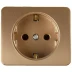 Розетка СВЕТОЗАР &quot;ГАММА&quot; с заземлением, одинарная, без вставки и рамки, цвет золотой металлик, 16А/~250В SV-54105-GM купить в Губкинске
