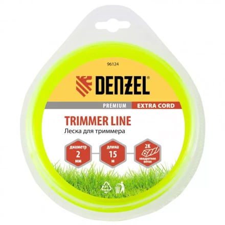 Леска для триммера двухкомпонентная квадрат 2,0 мм 15 м Extra cord Denzel 96124 купить в Губкинске
