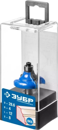 ЗУБР 28.6 x 12 мм, радиус 4 мм, фреза кромочная калевочная №2, Профессионал (28704-28.6) купить в Губкинске