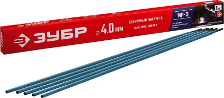 ЗУБР Д 4.0 х 450 мм, 1 кг в коробке, МР-3 рутиловый, электрод сварочный (40011-4.0) купить в Губкинске