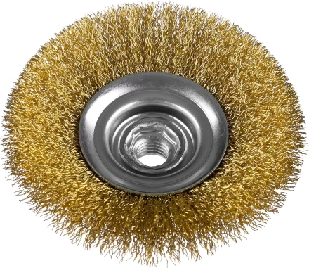 ЗУБР &quot;ПРОФЕССИОНАЛ&quot;. Щетка коническая для УШМ, витая латунированная стальная проволока 0,3мм, 115ммхМ14 35267-115_z02 купить в Губкинске