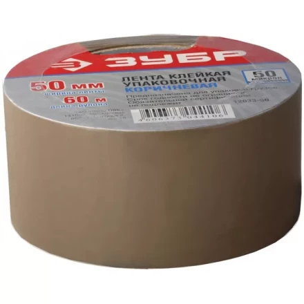 Лента ЗУБР &quot;МАСТЕР&quot; клеящая,   коричневая, усиленная прочность,  толщина 50 мк, 38мм х 60м 12033-38 купить в Губкинске