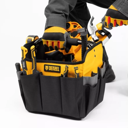 Переноска для инструмента, 260х240х300 мм, 22 кармана, наплечный ремень// Denzel 90294 купить в Губкинске