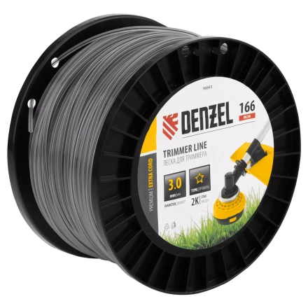 Леска для триммера двухкомпонентная звезда  Denzel 96843, 3,0мм х 166м, на DIN катушке EXTRA CORD купить в Губкинске