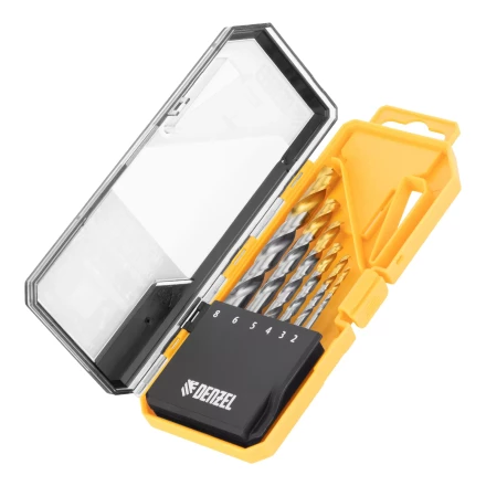 Набор сверл по металлу Denzel, 2-8мм, Р6М5-TiN, Golden Tip, 6 шт, 723000 купить в Губкинске