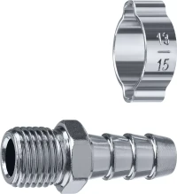 ЗУБР штуцер елочка, 10 мм - 1/4M, переходник с обжимным хомутом, Профессионал (64924-1/4-10)