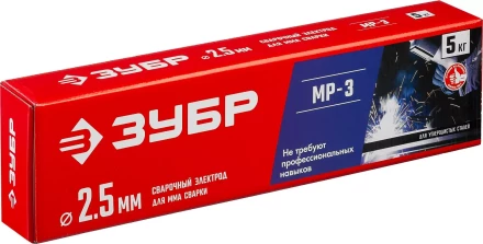 ЗУБР Д 2.5 х 350 мм, 5 кг в коробке, МР-3 рутиловый, электрод сварочный (40015-2.5) купить в Губкинске