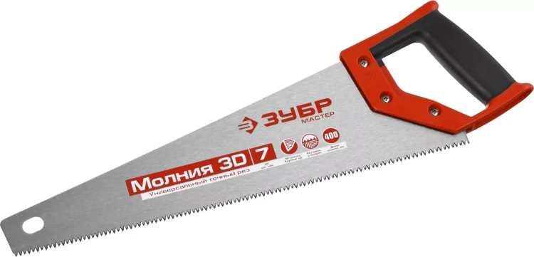 Ножовка универсальная (пила) ЗУБР МОЛНИЯ-3D 400 мм, 7TPI, 3D зуб, точный рез вдоль и поперек волокон, для средних заготовок из всех видов материалов 15077-40 купить в Губкинске