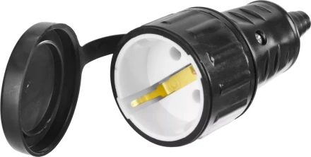 Розетка СИБИН электрическая ударопрочная, с заземлением, 16А/220В, IP44, черная 55186-B купить в Губкинске