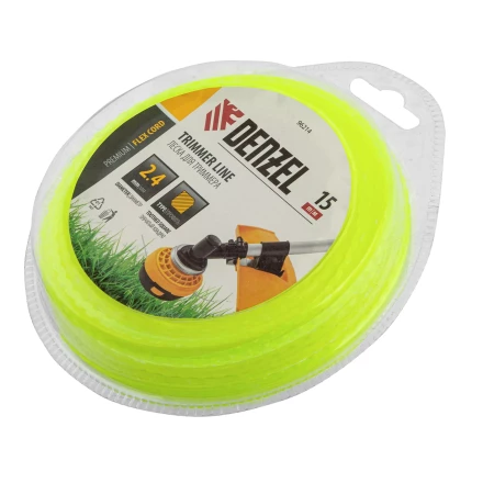 Леска для триммера зубчатый квадрат, 2,4мм х 15м, FLEX CORD, Denzel 96214 купить в Губкинске