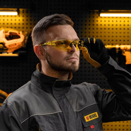 Очки защитные открытые Denzel 89199, поликарбонатные, желтая линза купить в Губкинске