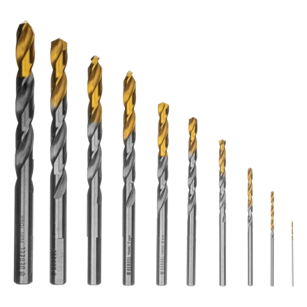 Набор сверл по металлу Denzel 723001, 1-10 мм, Р6М5-TiN, Golden Tip, 10 шт купить в Губкинске