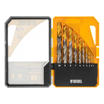 Набор сверл по металлу Denzel 723001, 1-10 мм, Р6М5-TiN, Golden Tip, 10 шт купить в Губкинске