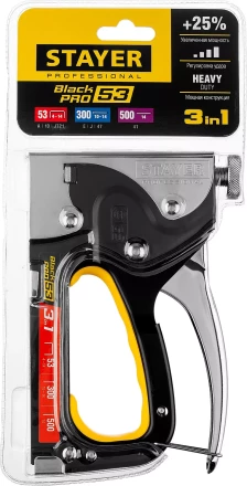 Степлер для скоб &quot;BlackPro 53&quot; 3-в-1: тип 53 (4-14 мм) / 300 (10-14 мм) / 500 (14 мм), STAYER Professional 31507 купить в Губкинске