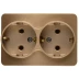 Розетка СВЕТОЗАР "ГАММА" с заземлением, двойная, без вставки и рамки, цвет золотой металлик, 16А/~250В SV-54107-GM купить в Губкинске