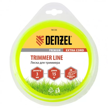 Леска для триммера двухкомпонентная квадрат 3,0 мм 15 м Extra cord Denzel 96126 купить в Губкинске