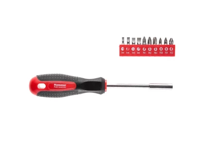 Отвертка HAMMER 601-036 с набором бит 11 предметов купить в Губкинске