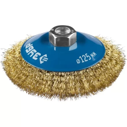 ЗУБР &quot;ПРОФЕССИОНАЛ&quot;. Щетка коническая для УШМ, витая латунированная стальная проволока 0,3мм, 125ммхМ14 35267-125_z02 купить в Губкинске