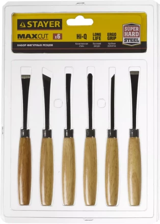 Набор STAYER: Резцы фигурные, с деревянной ручкой, 6шт 1832-H6 купить в Губкинске