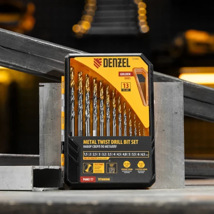 Набор сверл по металлу Denzel 723002, 1,5-6,5мм, Р6М5-TiN, Golden Tip, 13 шт купить в Губкинске
