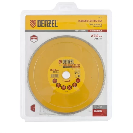 Диск алмазный отрезной сплошной 230 х 22,2 мм мокрая резка DENZEL артикул 73132 купить в Губкинске