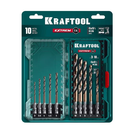 Набор сверл по металлу, хвостовик НЕХ-1/4, сталь М35-Со5% 29652-H10 купить в Губкинске