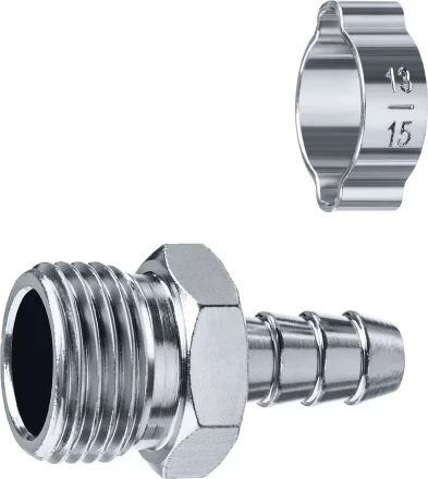 ЗУБР штуцер елочка, 10 мм - 1/2M, переходник с обжимным хомутом, Профессионал (64924-1/2-10) купить в Губкинске