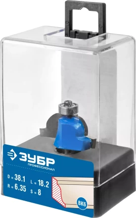 ЗУБР 38.1 x 18 мм, радиус 6.3 мм, фреза кромочная калевочная №6, Профессионал (28707-38.1) купить в Губкинске